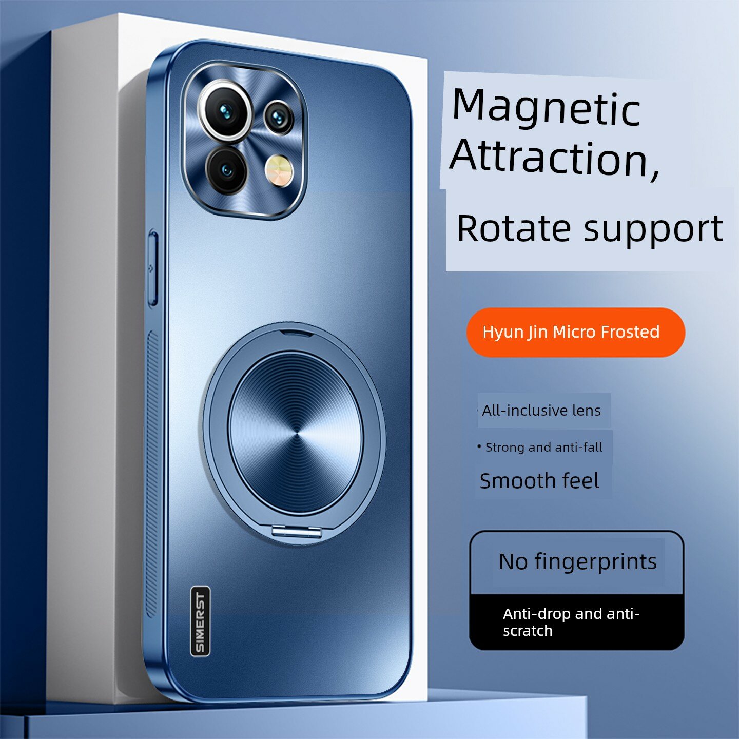 Чехол Xiaomi 11 с блестящим золотым покрытием, магнитная поворотная подставка, цвет Navy Blue, премиум защитный чехол
