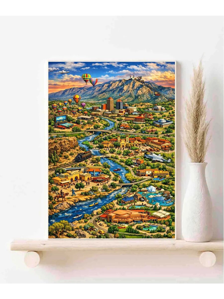 Альбукерке, США, Fantasy Map, Карта, Плакат 30x42см
