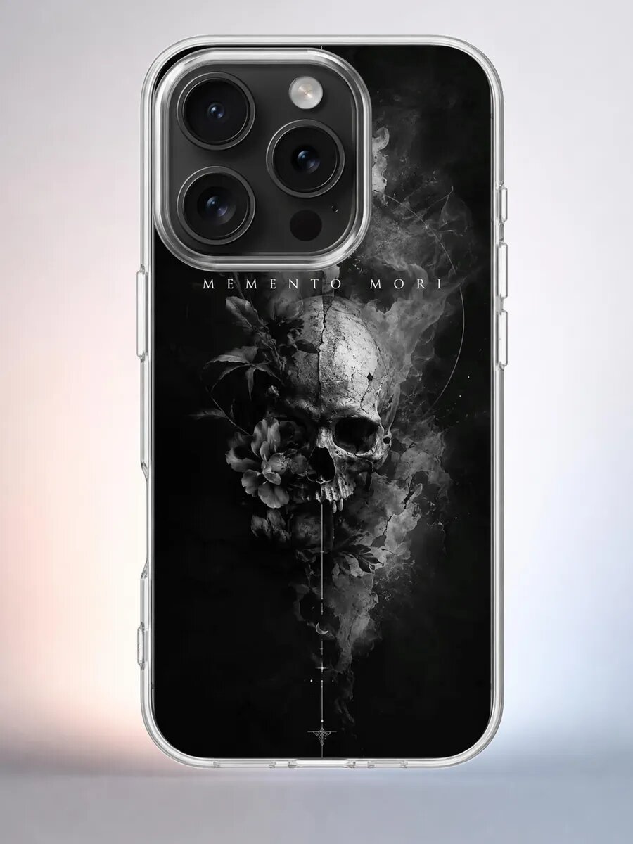 Чехол iPhone 15 Pro memento mori силиконовый прозрачный