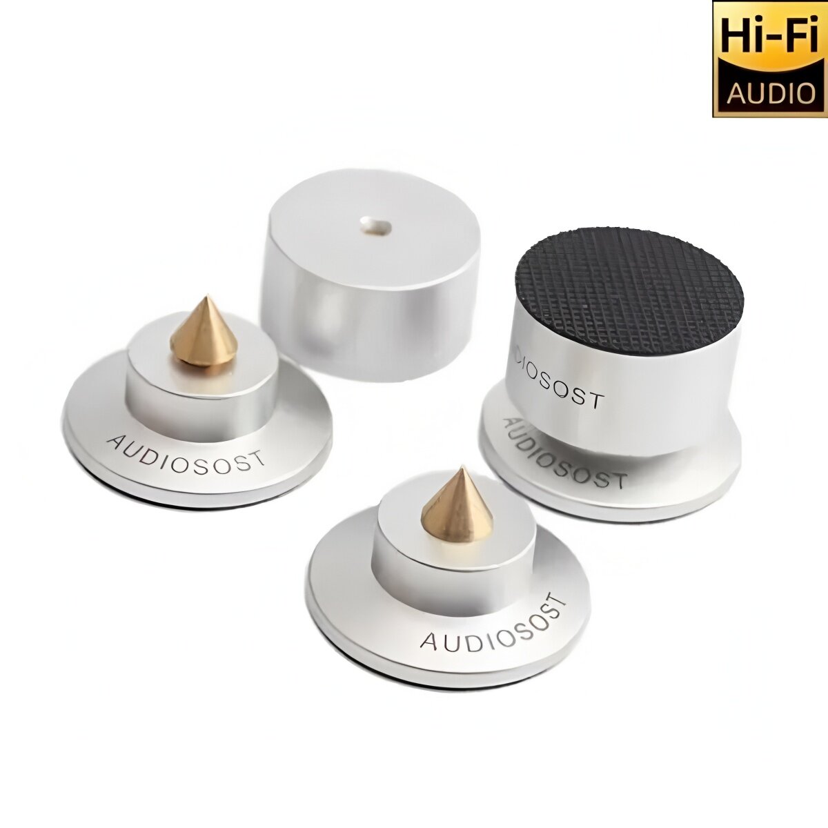 Шипы c подставками антирезонансные для акустики, 4шт, AUDIOSOT, Серебристый