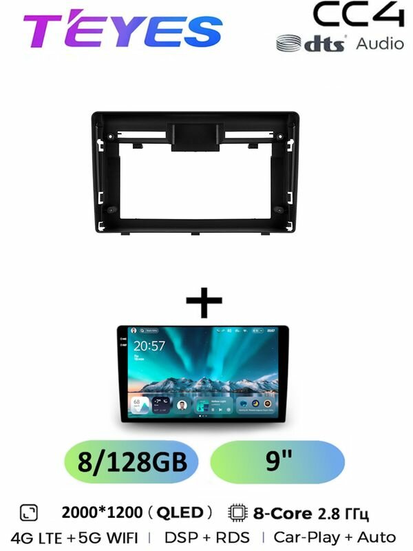 Магнитола Teyes CC4 8/128 Gb 9.5 дюймов Hyundai Venue 2019-2020 8-ми ядерный процессор QLED экран 4G Wi-Fi