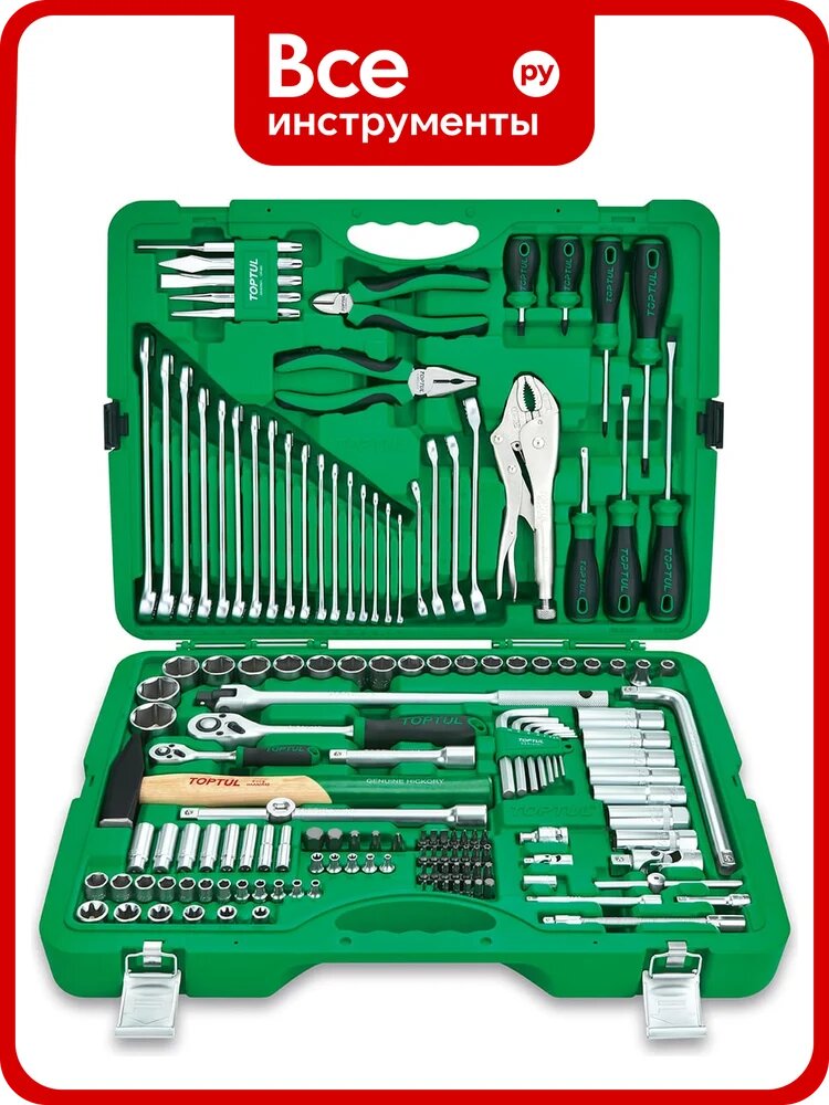 Набор инструментов TOPTUL в чемодане, 1/4" и 1/2" 6-гр. 150 предметов, GCAI150R