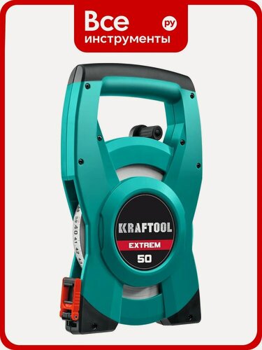 Изображение товара Геодезическая стальная мерная лента KRAFTOOL Extrem с нейлоновым покрытием, прочная для полевых измерений