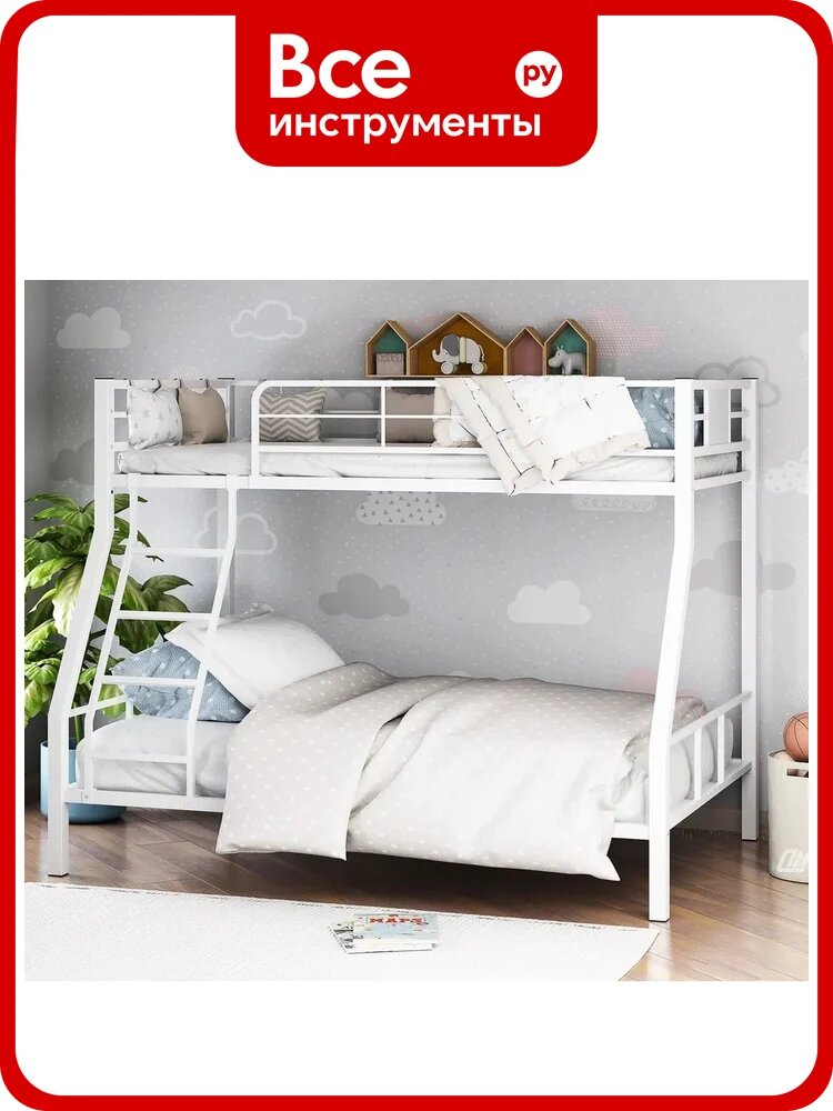 Двухъярусная кровать Формула мебели сад Гранада-1, белый 80324247/КД00111БЛ для большей устойчивости