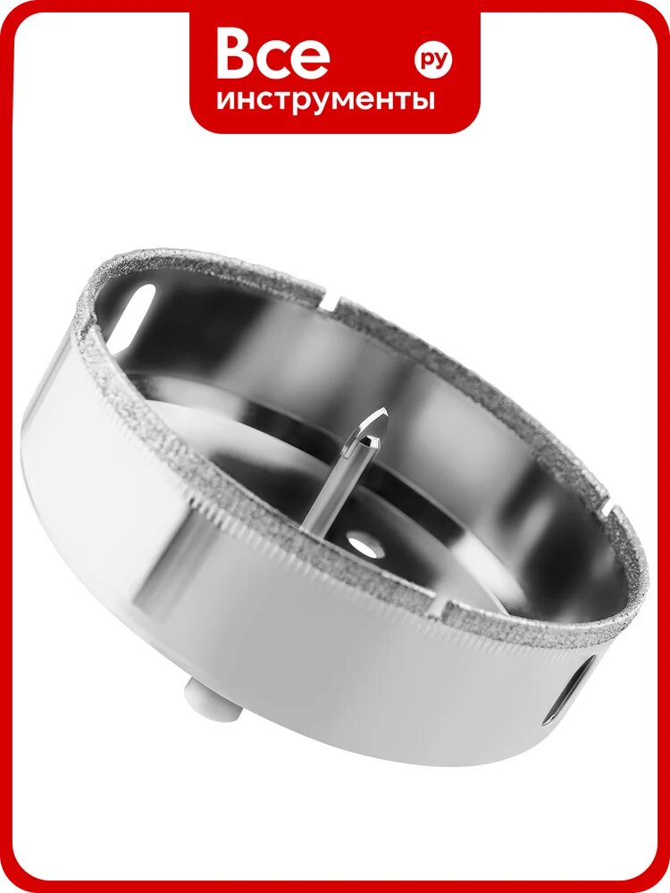 Коронка с центрирующим сверлом по стеклу и керамике (95х55 мм) Vertextools 336-95-55, алмазное напыление, мокрое