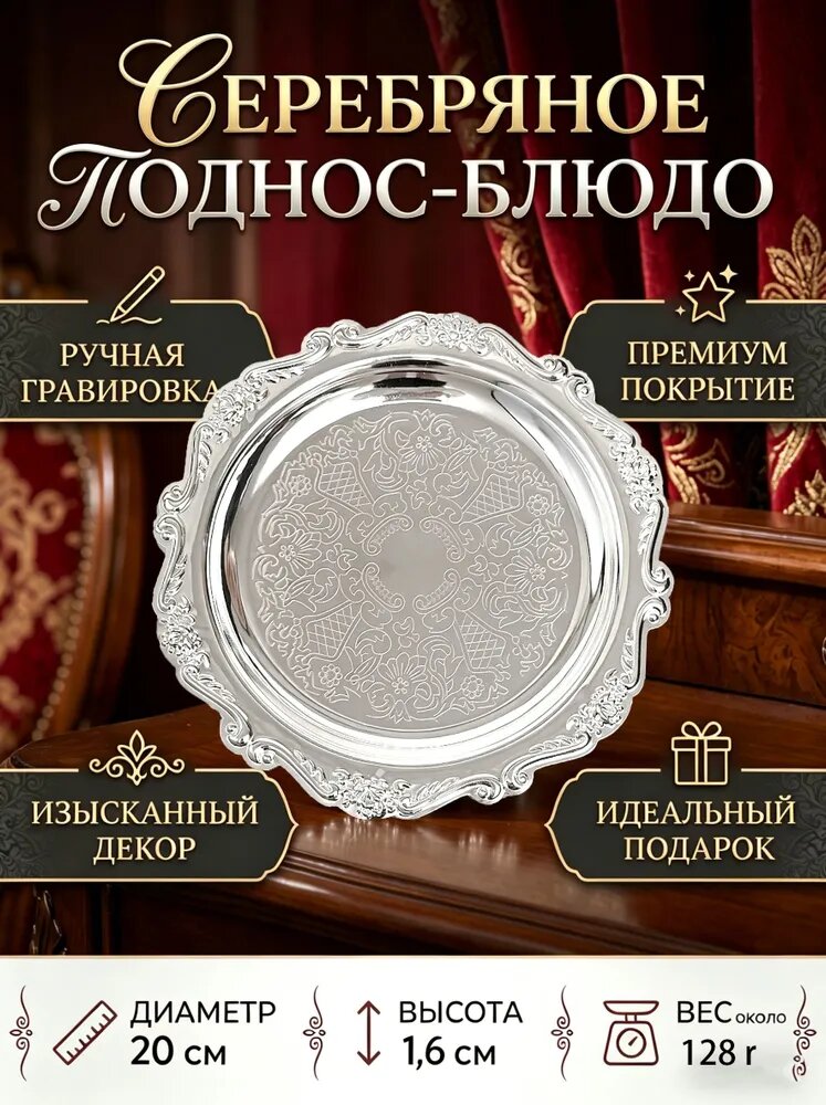Тарелка десертная 10 см 1 шт серебристый