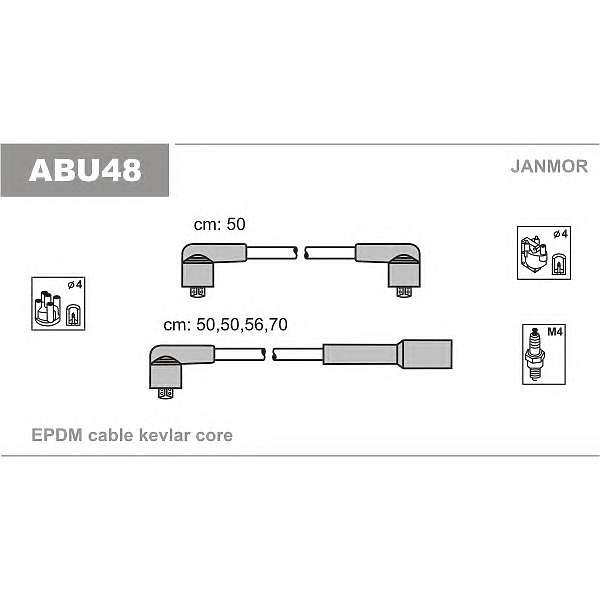 JANMOR ABU48 (ABU48_JM / JMABU48) к-кт проводов\ Seat (Сеат) Ibiza (Ибиза) 1.4i / 1.6i 95