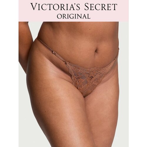 фото Трусы victoria's secret lace adjustable v-string panty, размер m, коричневый