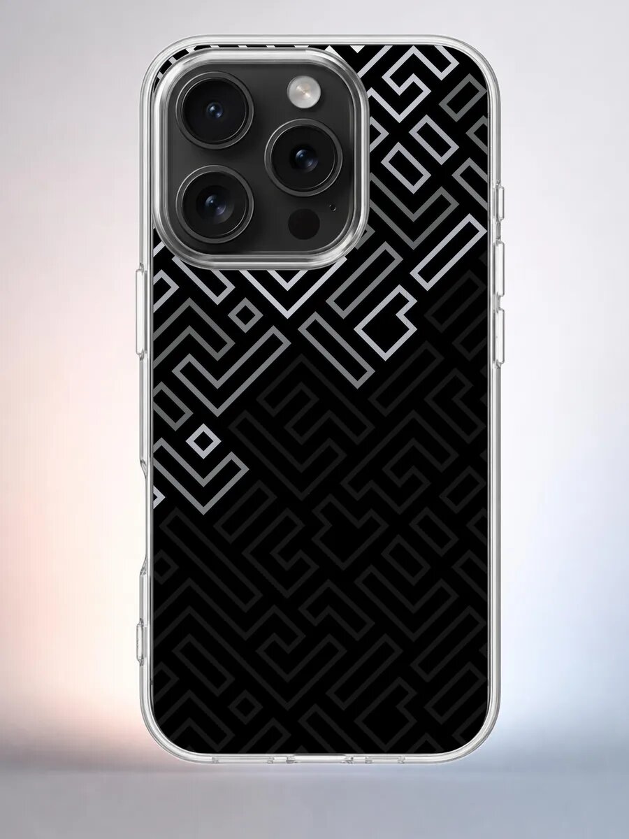 Чехол iPhone 15 Pro хром лабиринт силиконовый