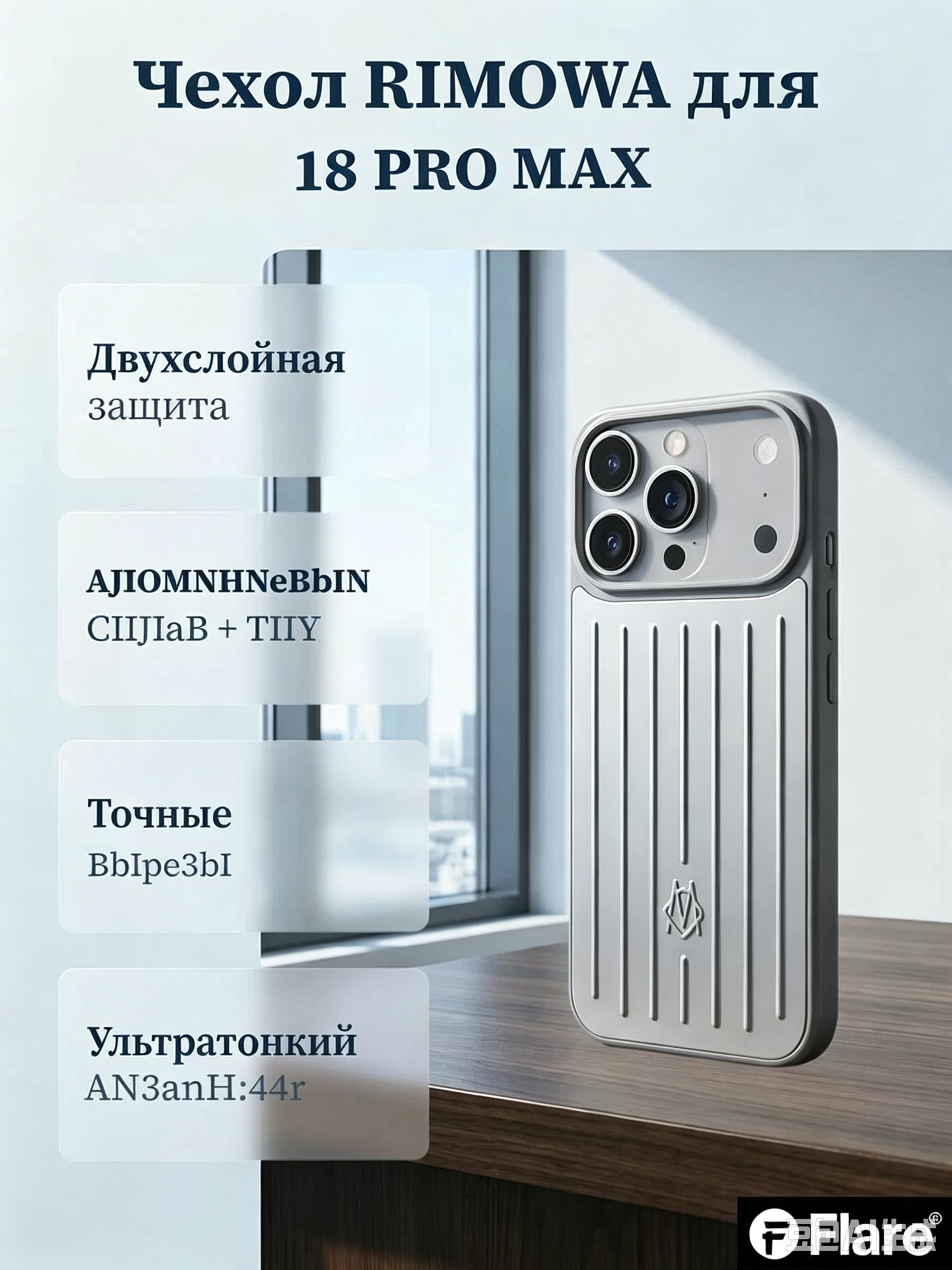 Защитный чехол RIMOWA для iPhone 18 Pro Max из алюминиево-магниевого сплава с рельефными вертикальными полосами