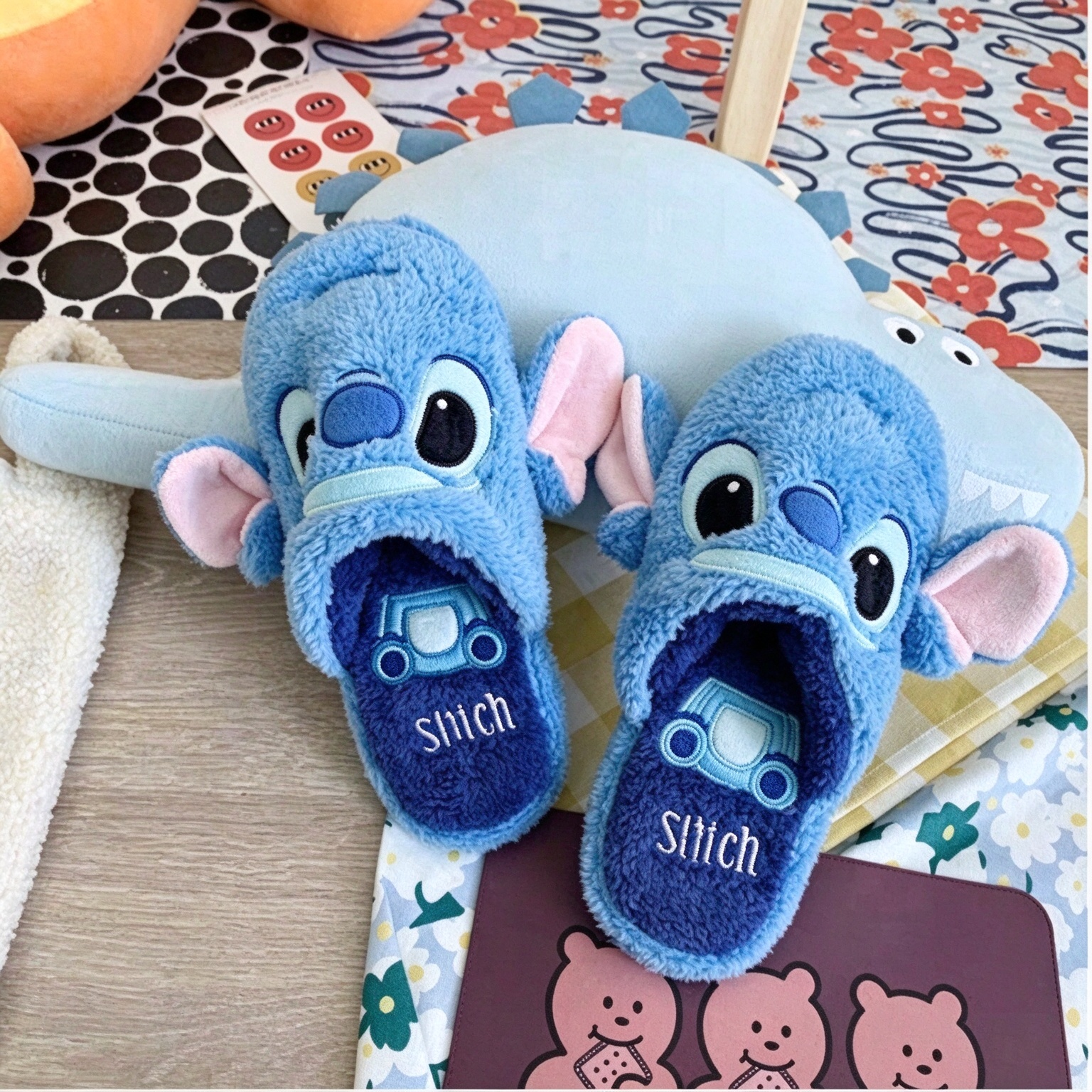 Домашние тапочки MINISO Лило и Стич, унисекс текстильные тапочки, уютная обувь для дома, размер 36-39