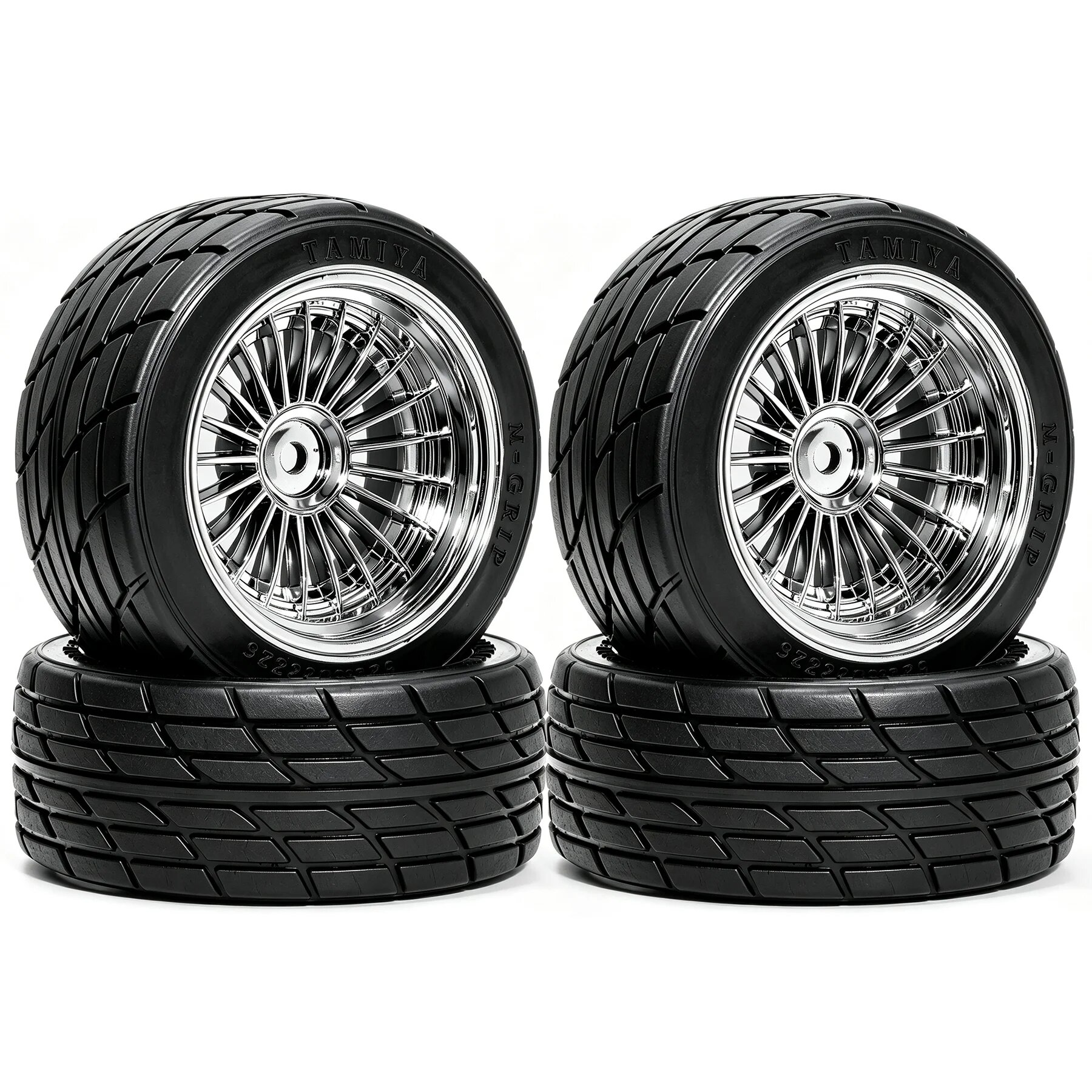 Резиновые шины 1/10 для ралли Tamiya TT01 TT02 XV01 XV02 PTG-2 HSP HPI Kyosho 4pcs silver