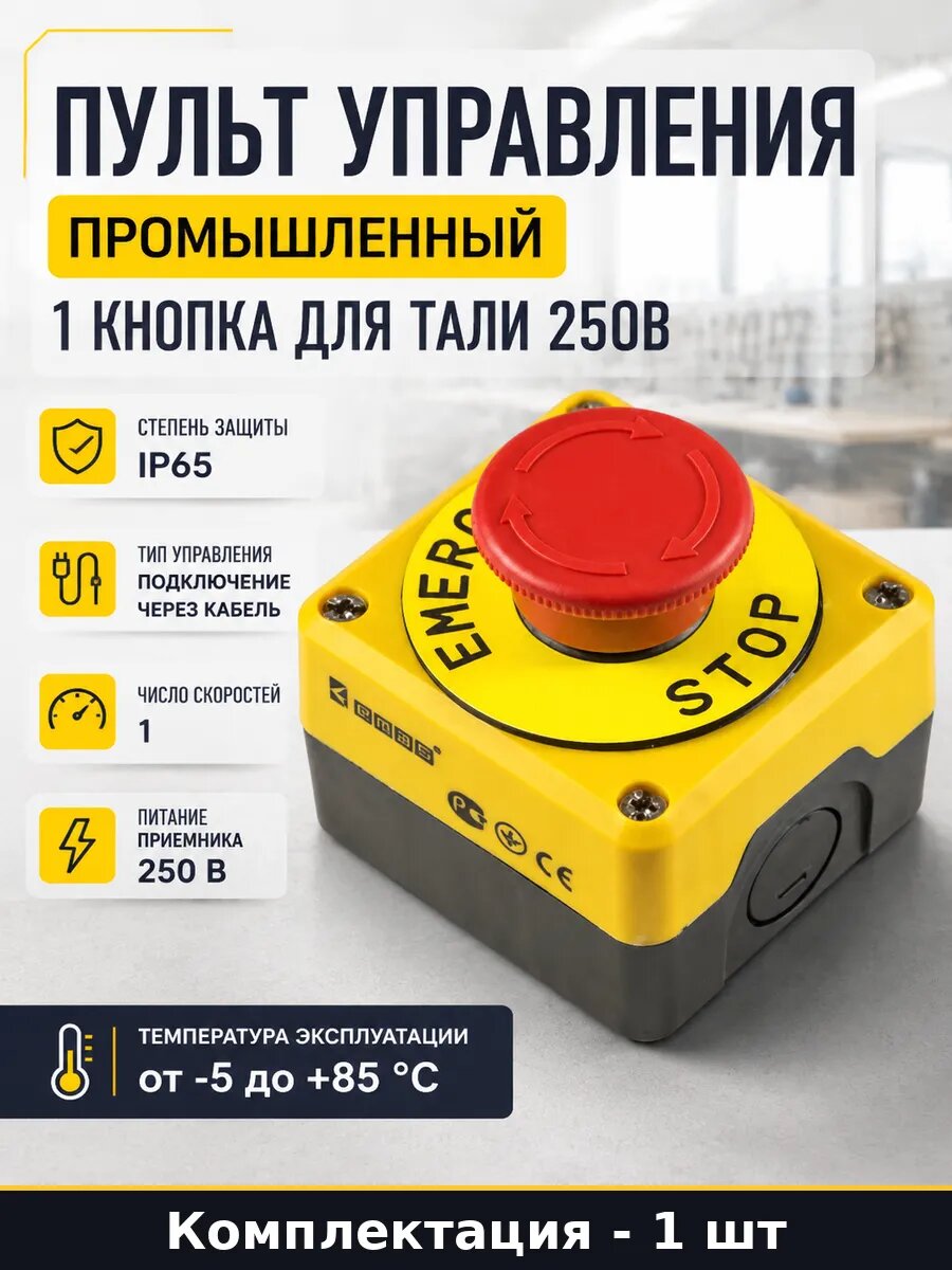 Пульт управления промышленный 1 кнопка для тали 250В