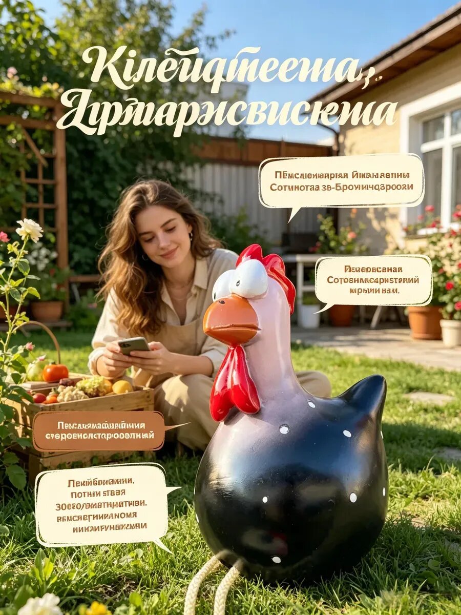 Садовая фигурка курочки из пластика 28*8.5CM