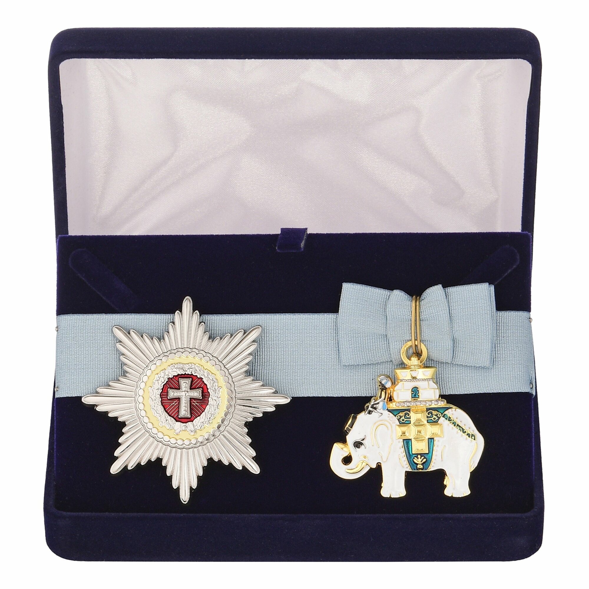 Знак и звезда ордена Слона в подарочном футляре, сувенирные муляжи