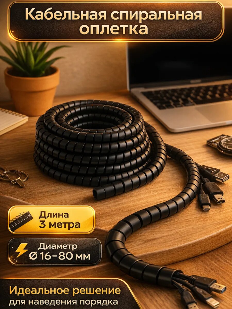 Спиральная оплетка органайзер для проводов