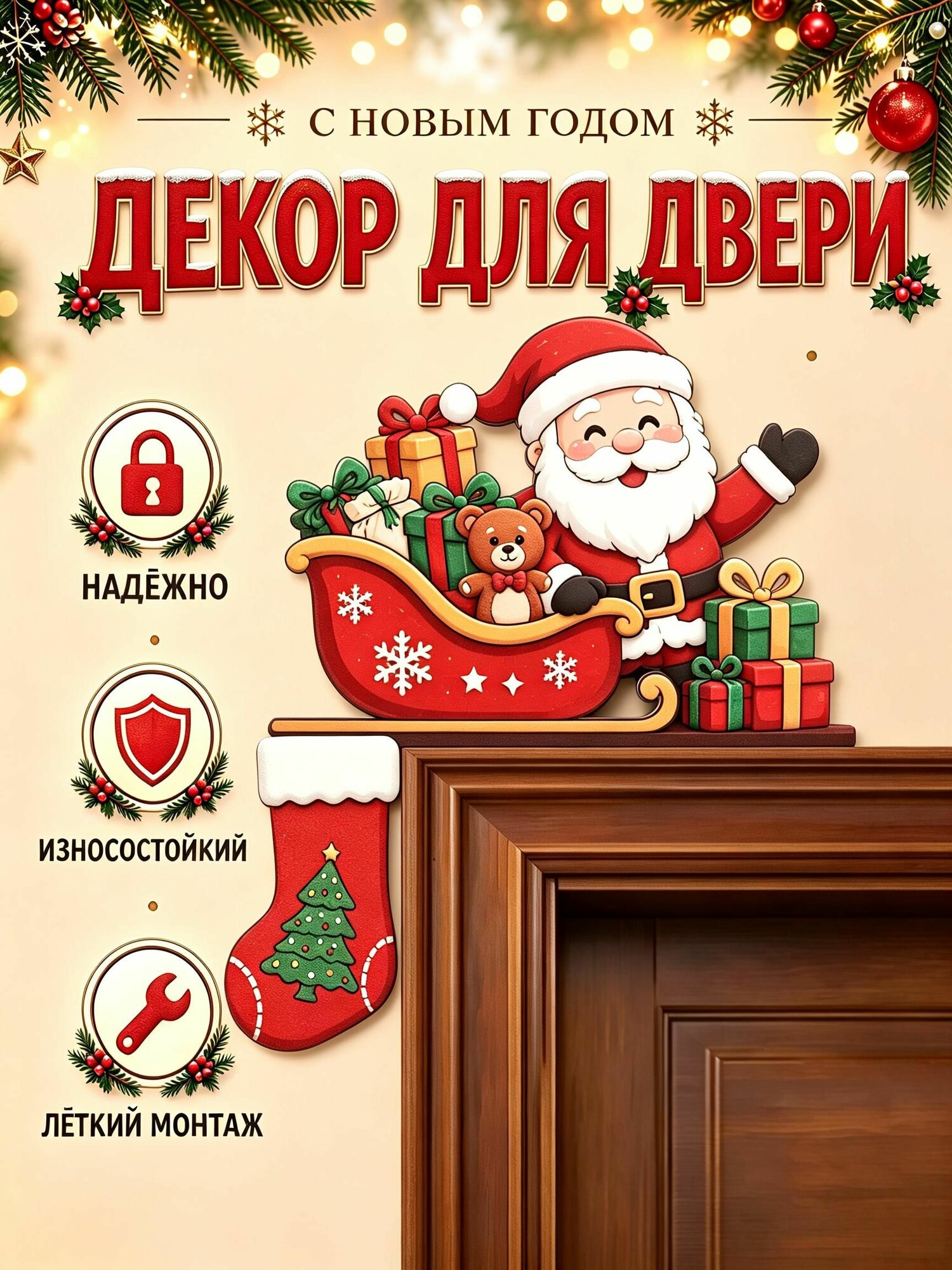 Украшение на праздник новогоднее 2 шт красный