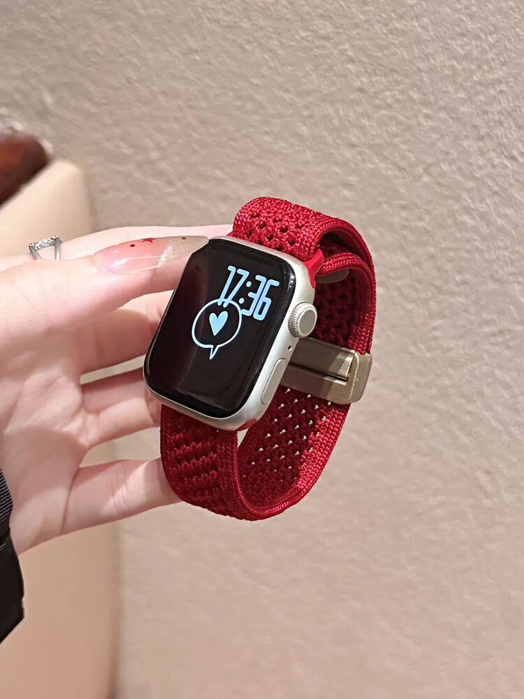 Тканевый ремешок для apple watch 1 2 3 4 5 6 7 8 9 10 SE, Нейлоновый браслет для Apple Watch размера 38 41 40 42mm(10 серий), Магнитная пряжка