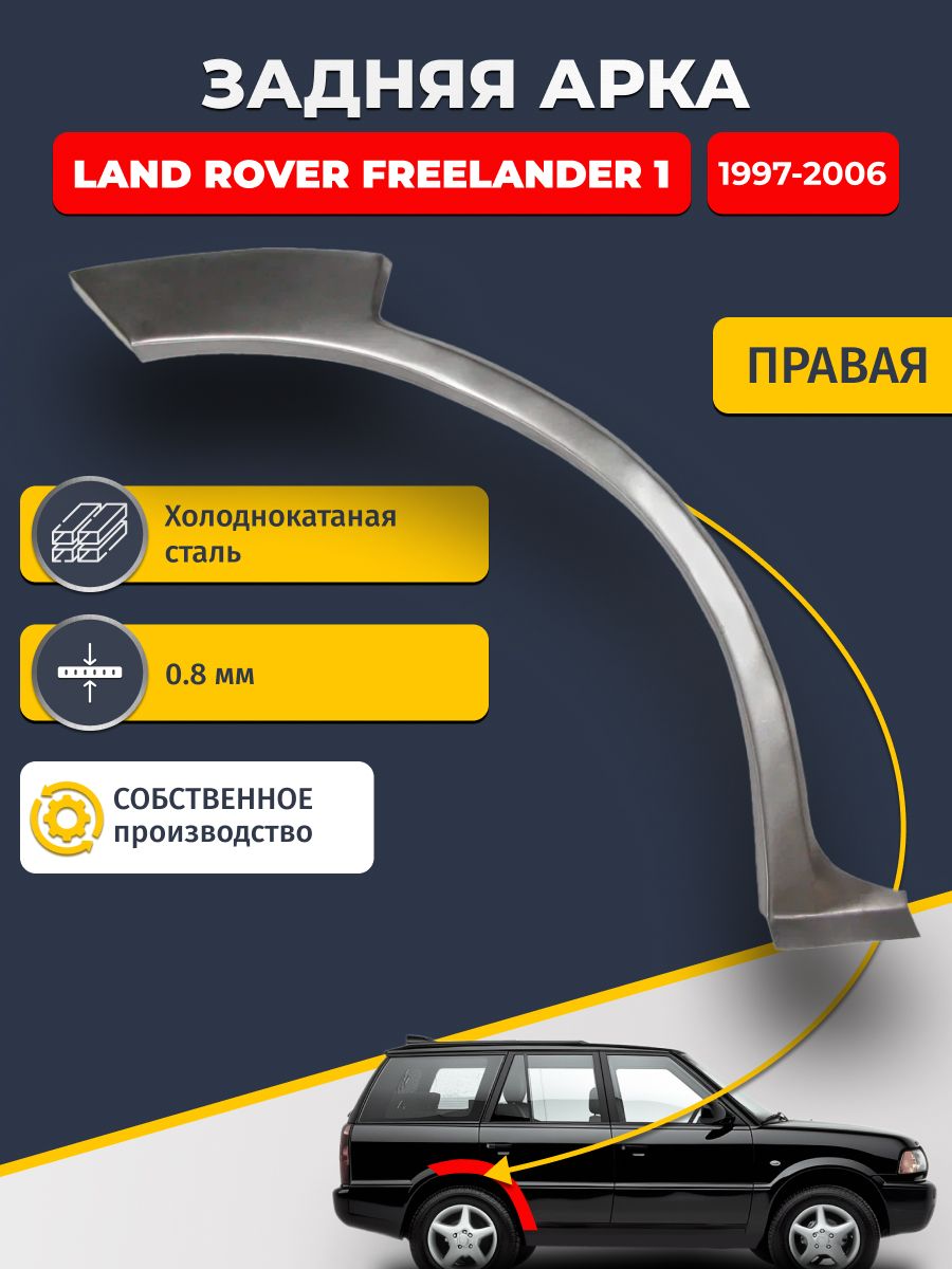 Правая задняя ремонтная арка для автомобиля Land Rover Freelander 1 1997-2006 Внедорожник 5 дв. (Фрилендер 1). Холоднокатаная сталь 0,8мм.