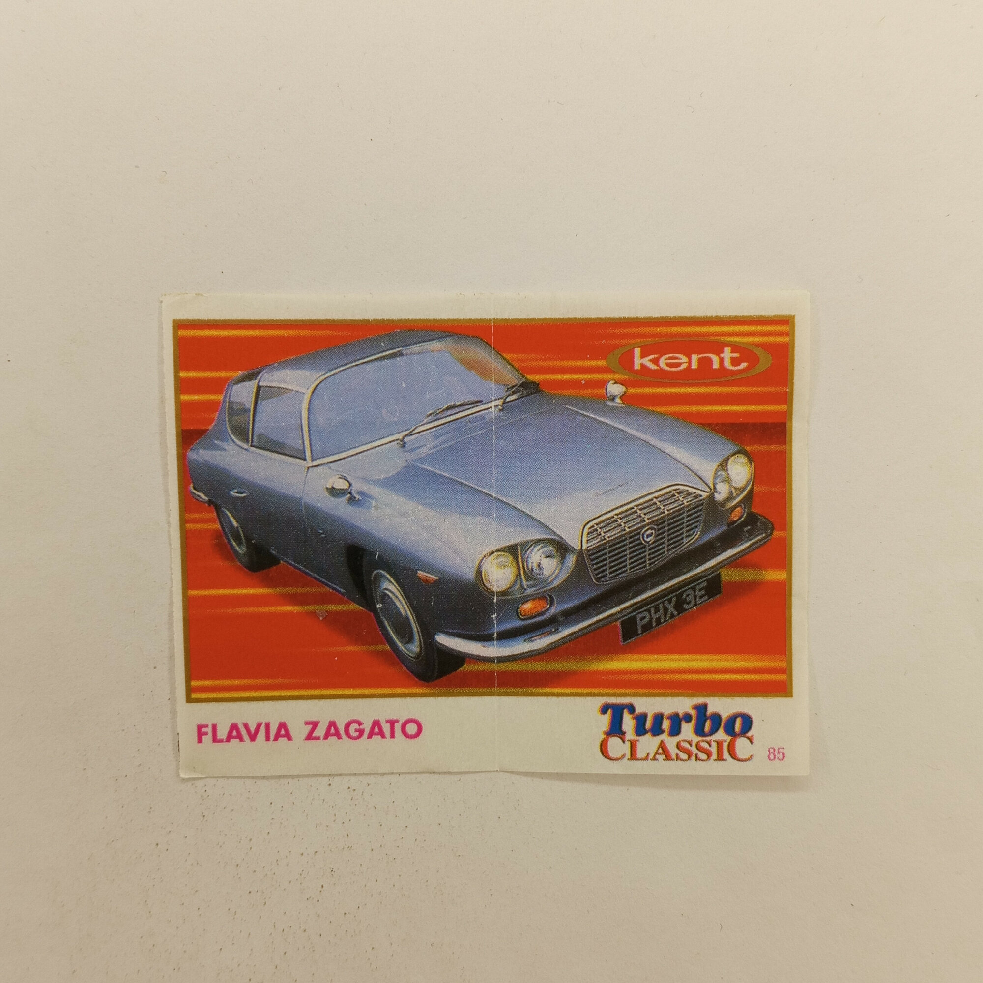 Вкладыш винтажный, СССР. Изображение автомобиля Flavia Zagato, серия Turbo Classic 85