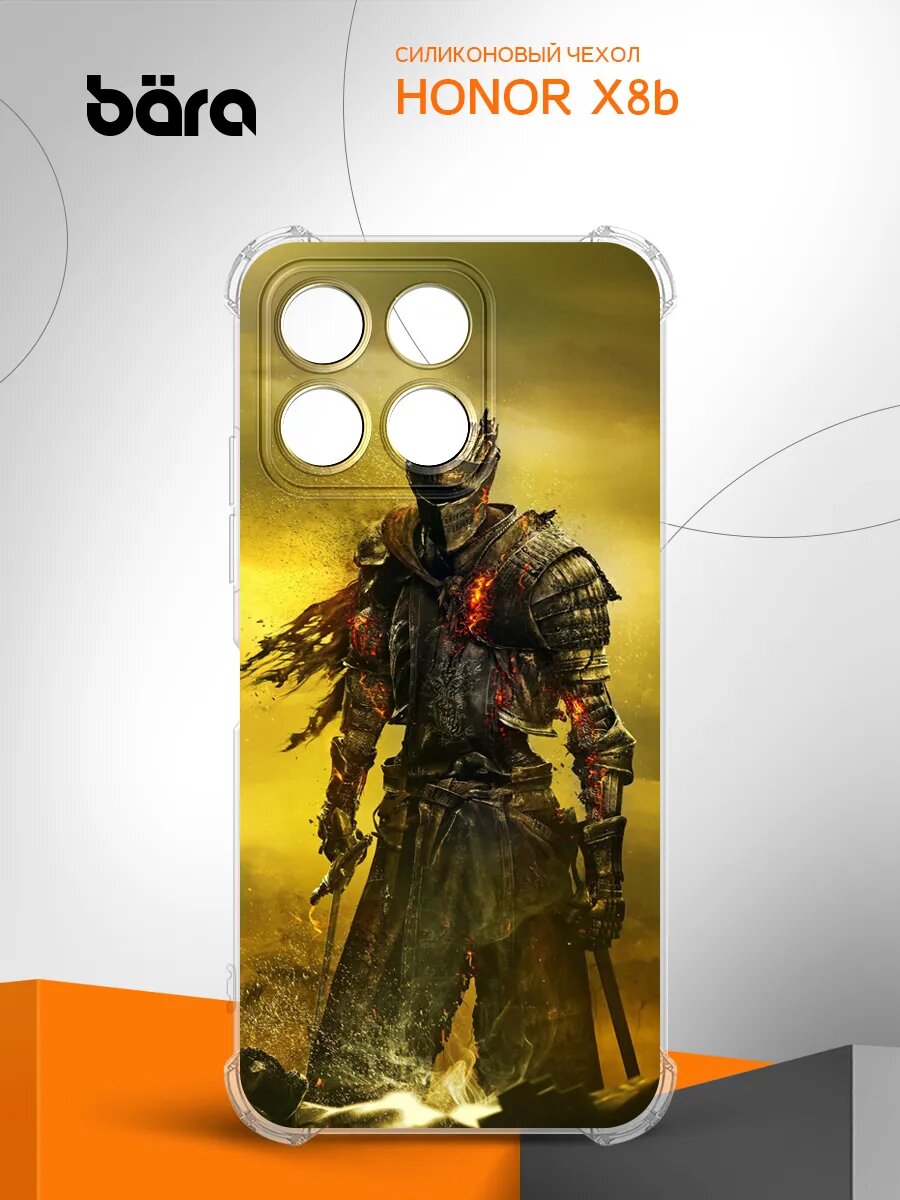 Чехол на Honor X8b/ Хонор Х8б, защита камеры и углов, прозрачный, силиконовый, с принтом
