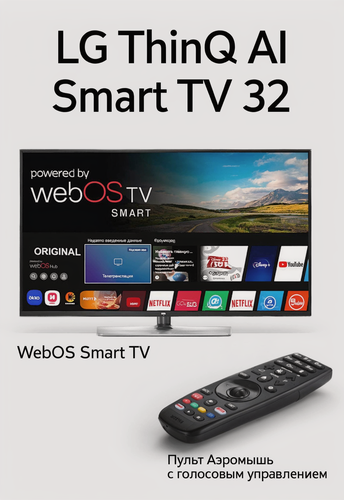 Изображение товара Телевизор с ThinQ AL Smart TV 32 с WebOS от LG, ДУ Аэромышь - с голосовым управлением