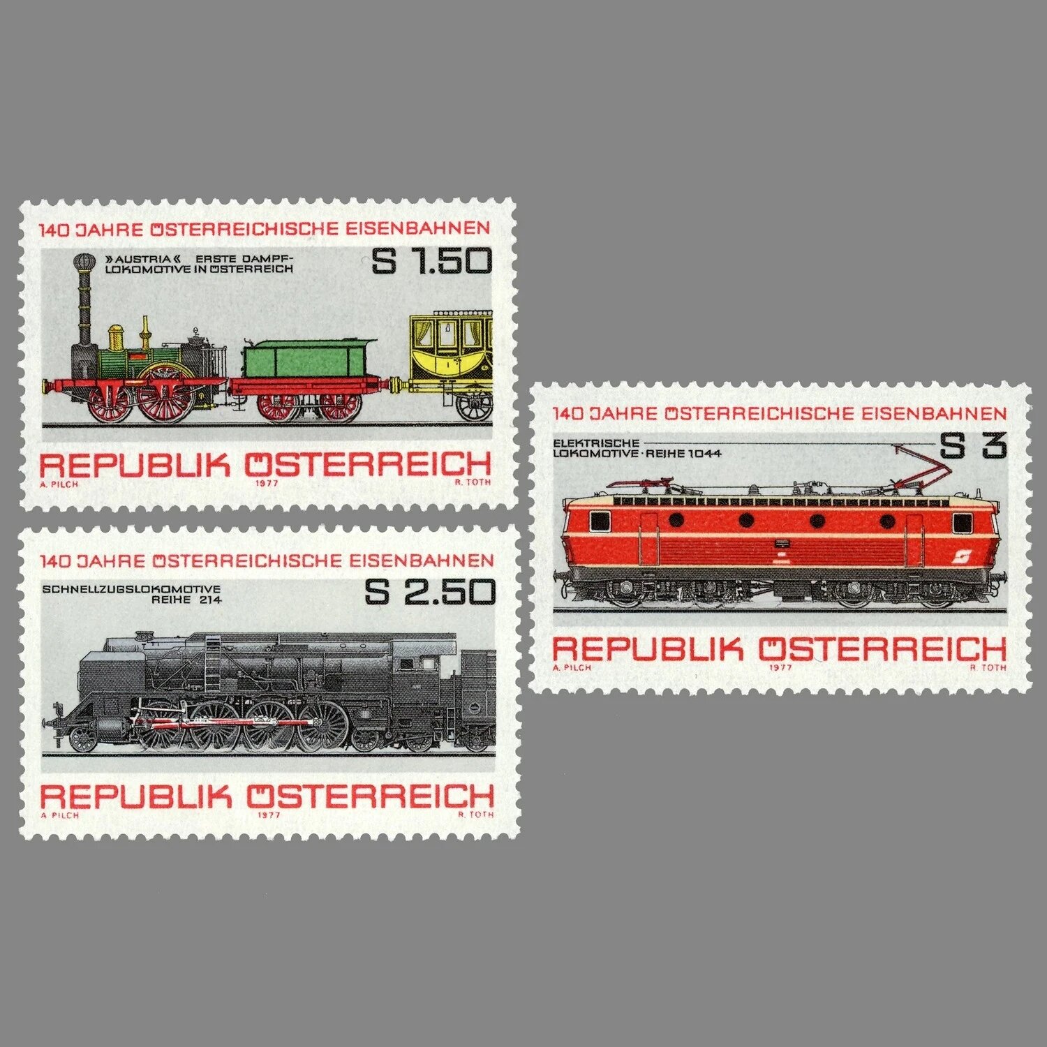 Набор почтовых марок Австрии 1977 года (3 шт.)