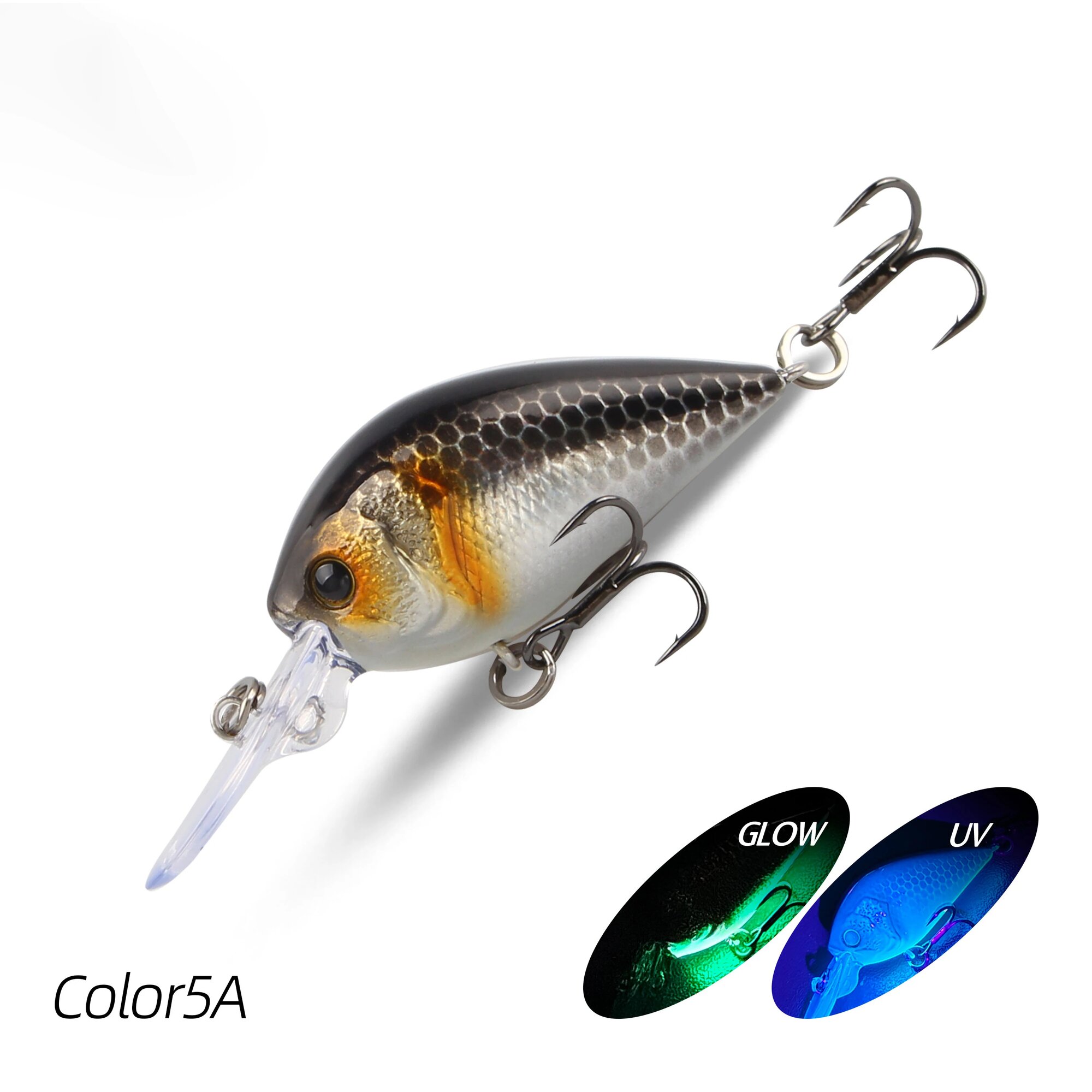 LETOYO Crankbait Color 5A, 4.2г, UV Glow