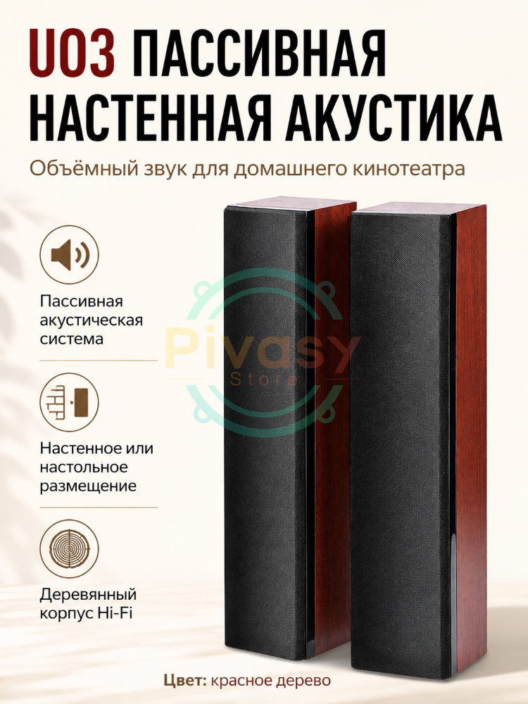 Пара пассивных акустических панелей, 50 Вт x 2, для настенного домашнего кинотеатра с центром объемного звучания