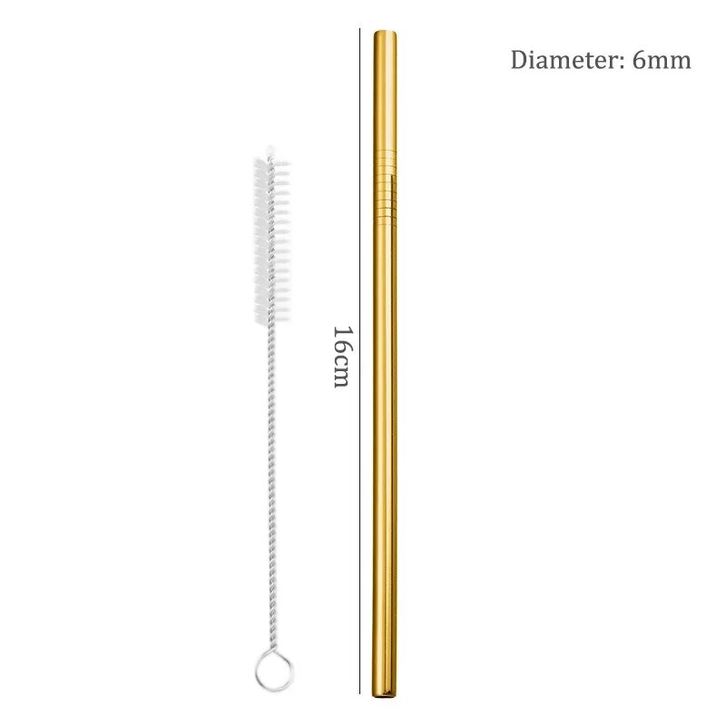 Золотые нержавеющие стальные соломинки 2 штуки Желтый, 16cm Gold