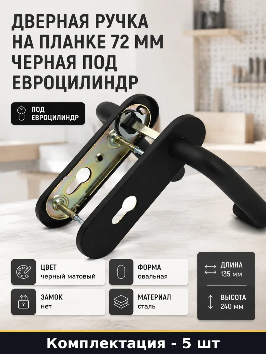 Ручки на планке стальные черные матовые отверстие под 5 шт
