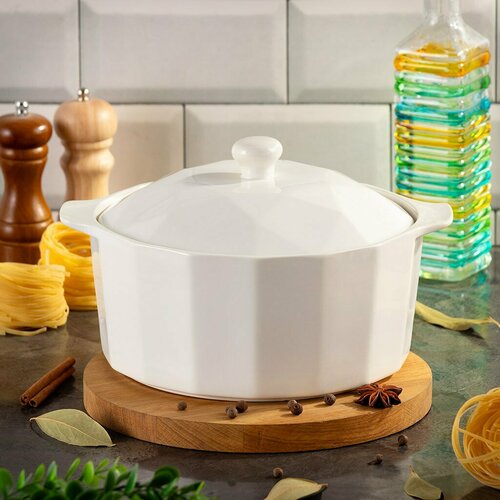 Кастрюля для запекания керамика 3 л круглая с крышкой Антарктида Y6-10191 2127₽