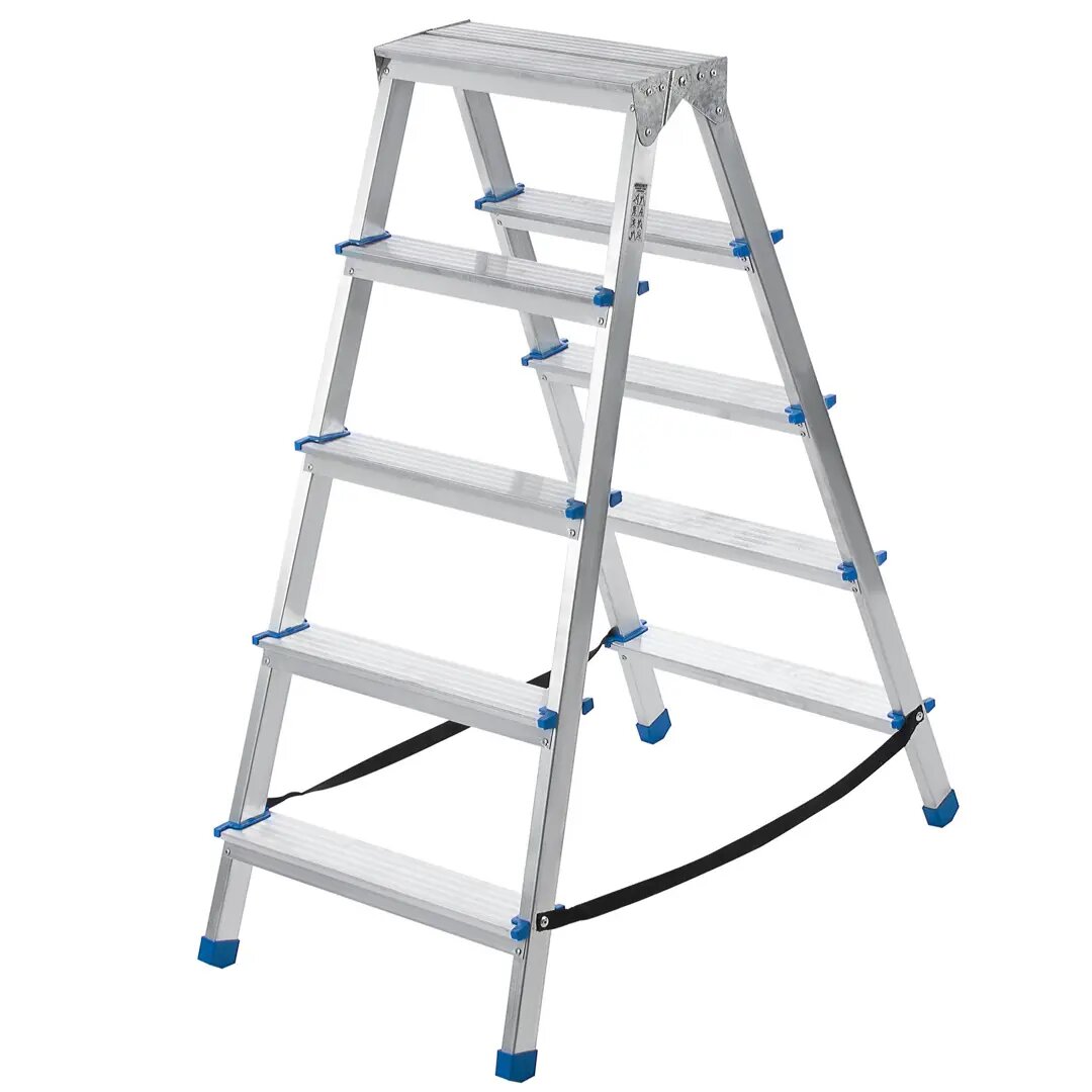 Стремянка алюминиевая двухсторонняя Ladderbel STR2-AL-5 5 ступеней максимальная нагрузка 150 кг