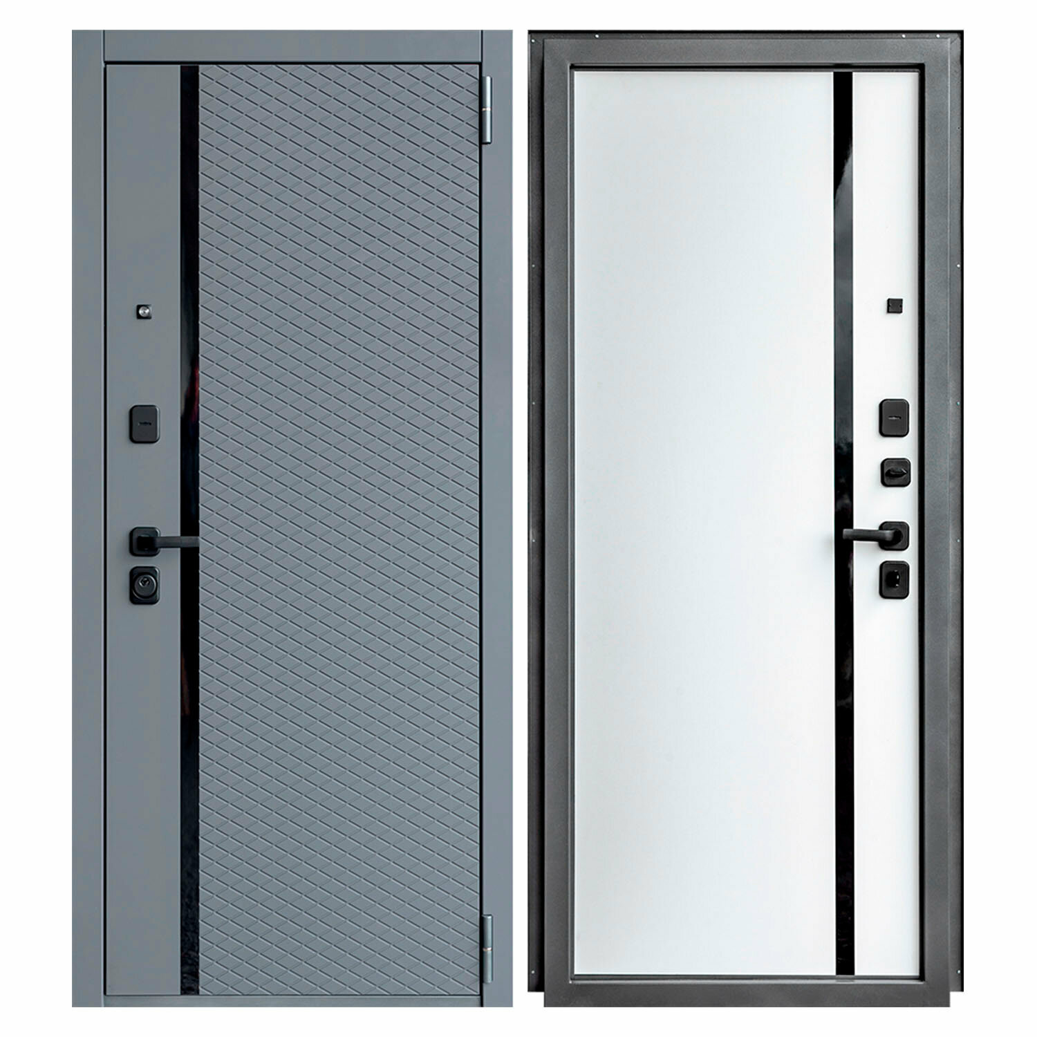 фото Дверь металлическая Дверной Континент ДК80 графит, белый снег 86х205 см, левая