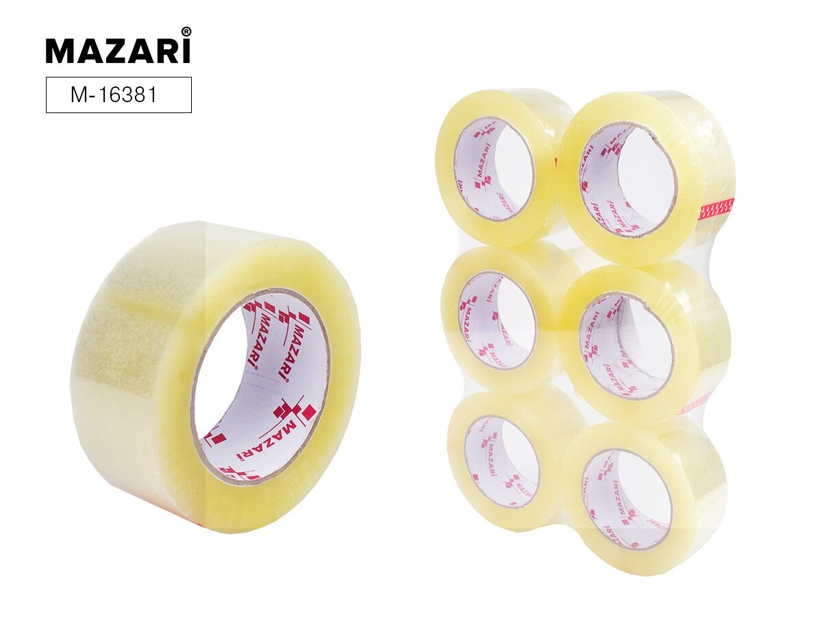 Клейкая лента Mazari Прозрачная, 48 мм, 132 м, 45 мкм (M-16381)