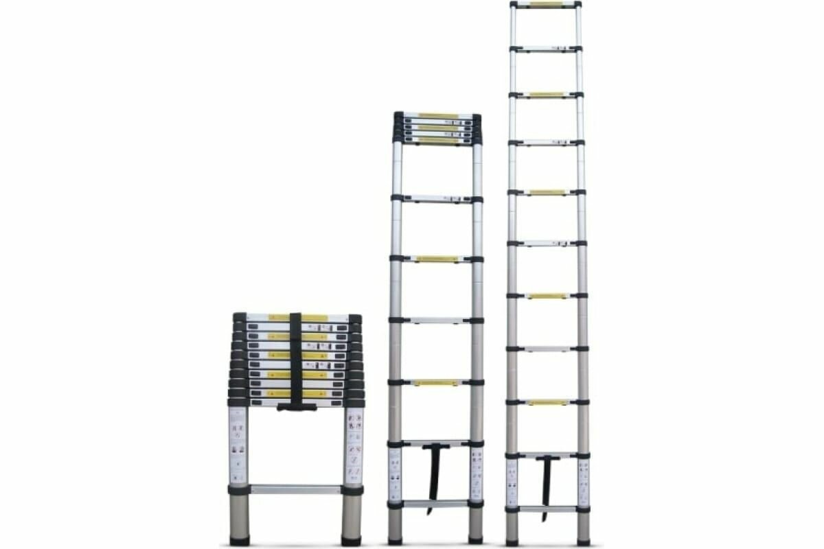Лестница Техпром SW-T1047, телескопическая, 4,7 м, алюминий, серебристая — фото 1