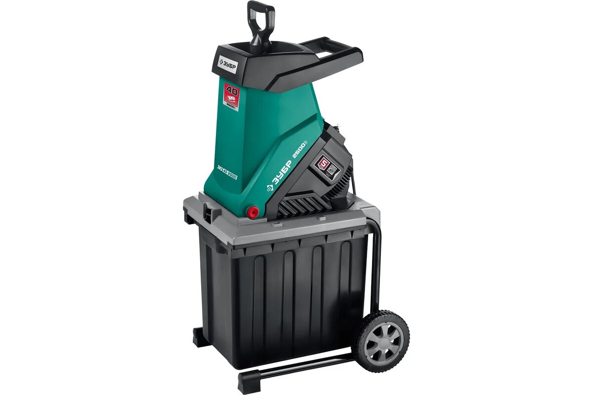 Измельчитель садовый ЗУБР ЗИЭ-40-2500, 4050 об/мин, 2500 Вт, зеленый