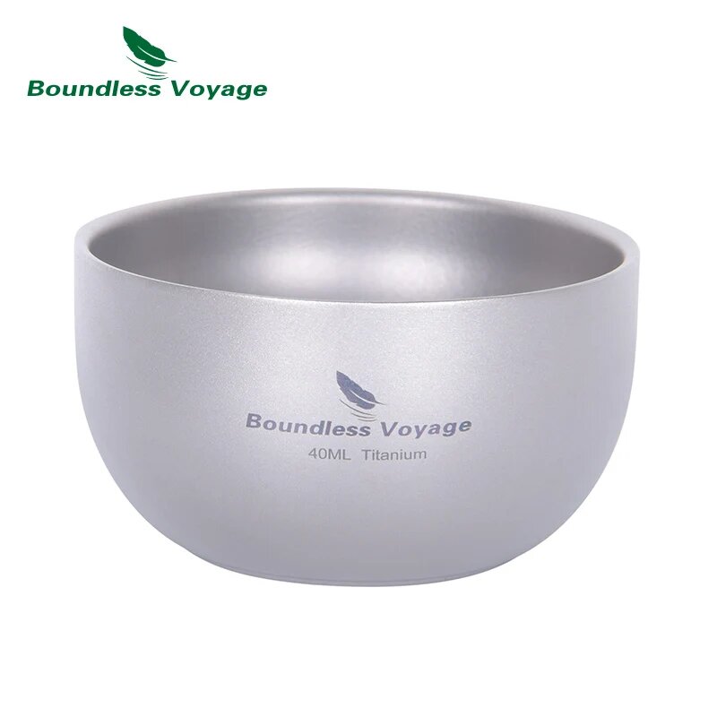 Титановая двухслойная чашка Boundless Voyage с широким горлышком, кружка для вина и чая, легкая походная посуда для напитков, для ежедневного использования, для пешего туризма, 40 мл, 1pcs 40ml