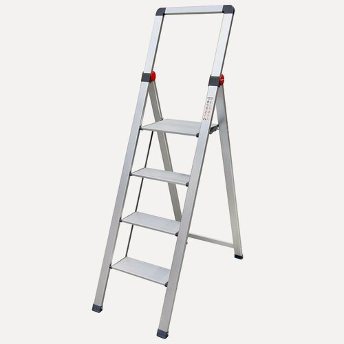 Изображение товара Стремянка ультратонкая DORN PRO алюминиевая с поручнем 4 ступени