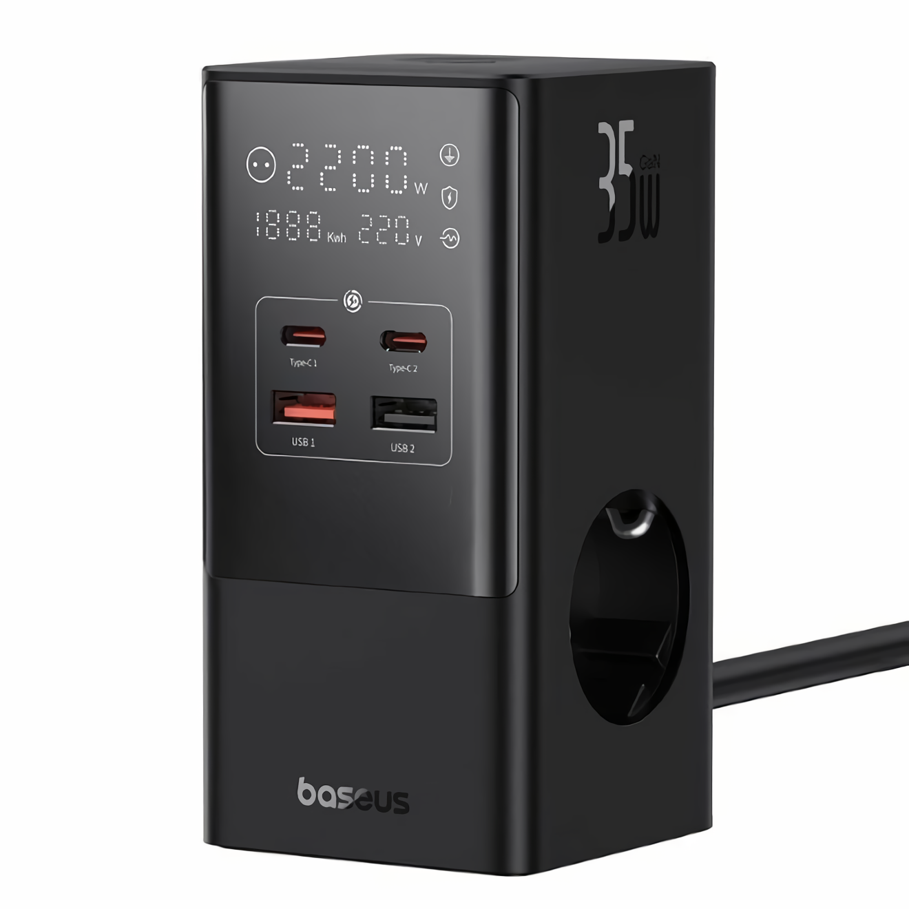 Сетевое зарядное устройство Baseus PowerCombo 7 в 1 Tower PowerStrip 3AC+2U+2С 35W CCGAN35-S3ACE