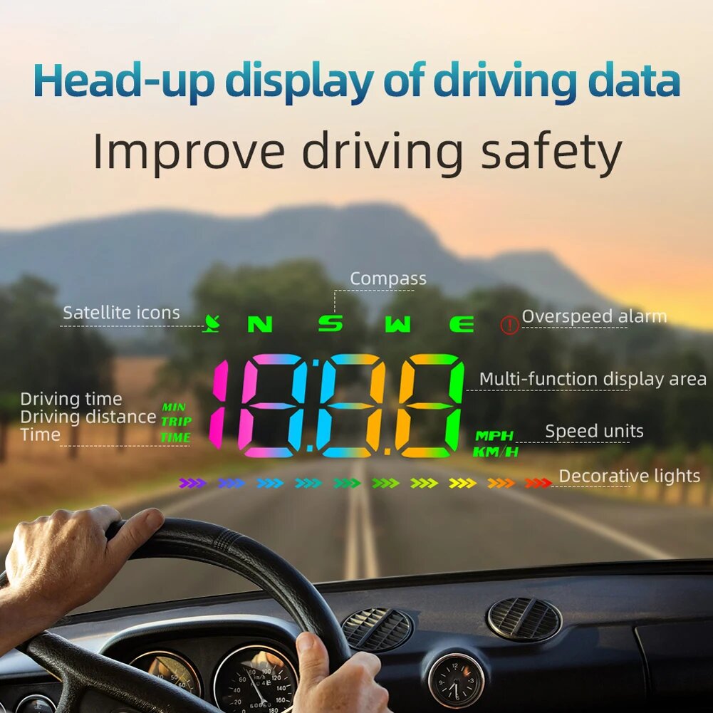 Автомобильный HUD проекционный дисплей USB источник питания проектор на лобовом стекле система предупреждения о превышении скорости проекция лобового стекла спидометр — фото 1
