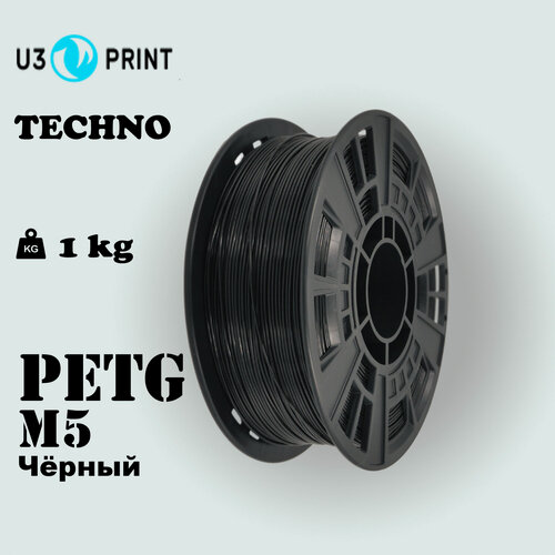 Изображение товара PETg пластик U3 M5 Anthracite для 3Д печати, инженерный, профессиональный, черный, 1кг