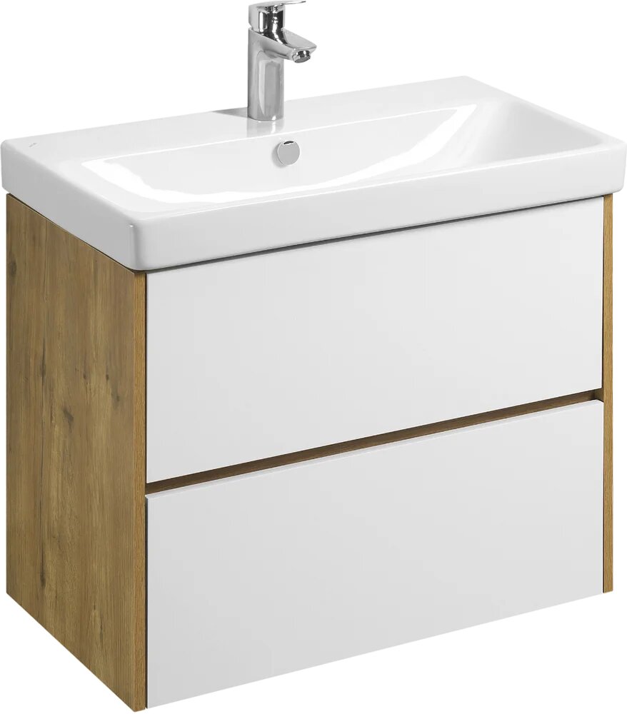 Тумба с раковиной AQUATON Сканди 80 подвесная 80 см с ящиками белая прямоугольная в современном стиле в скандинавском стиле из фарфора