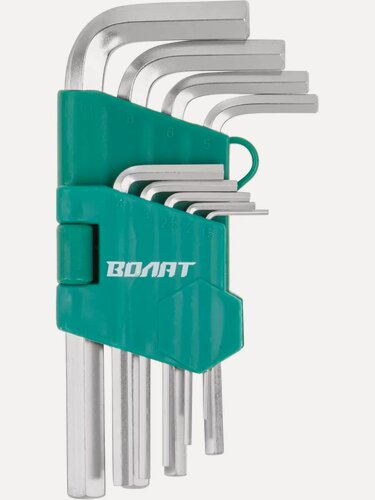 Изображение товара Набор ключей шестигранных 1,5-10 мм 9 предметов коротких волат (11015-09)