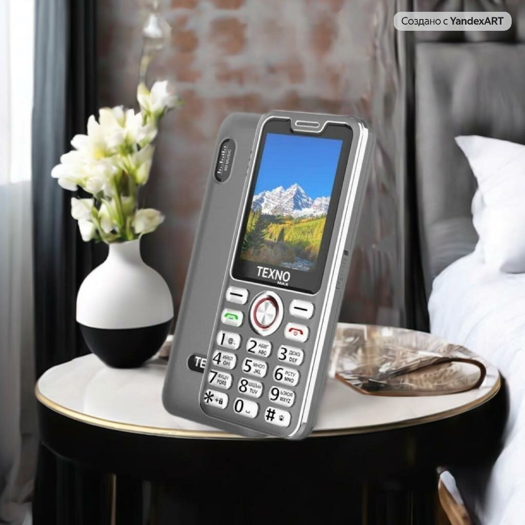 Texno Max 025 кнопочный телефон, два сим, фонарик, FM радио, серый