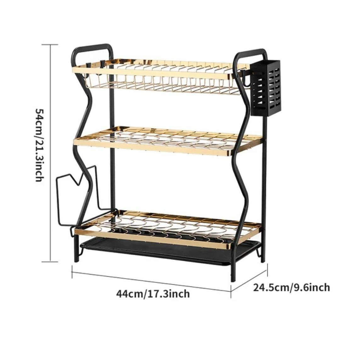 Сушилка для посуды, настольная, для кухни и раковины, с поддоном, аллюминиевая, двухъярусная