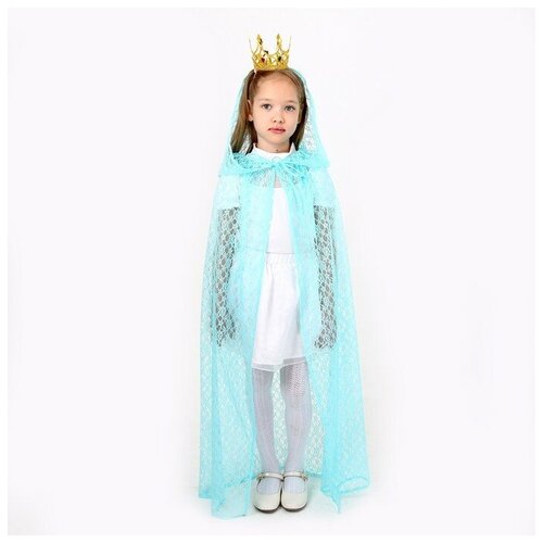 Карнавальный набор принцессы: плащ гипюровый мятный, корона, длина 100 см карнавальный набор детский санитарка