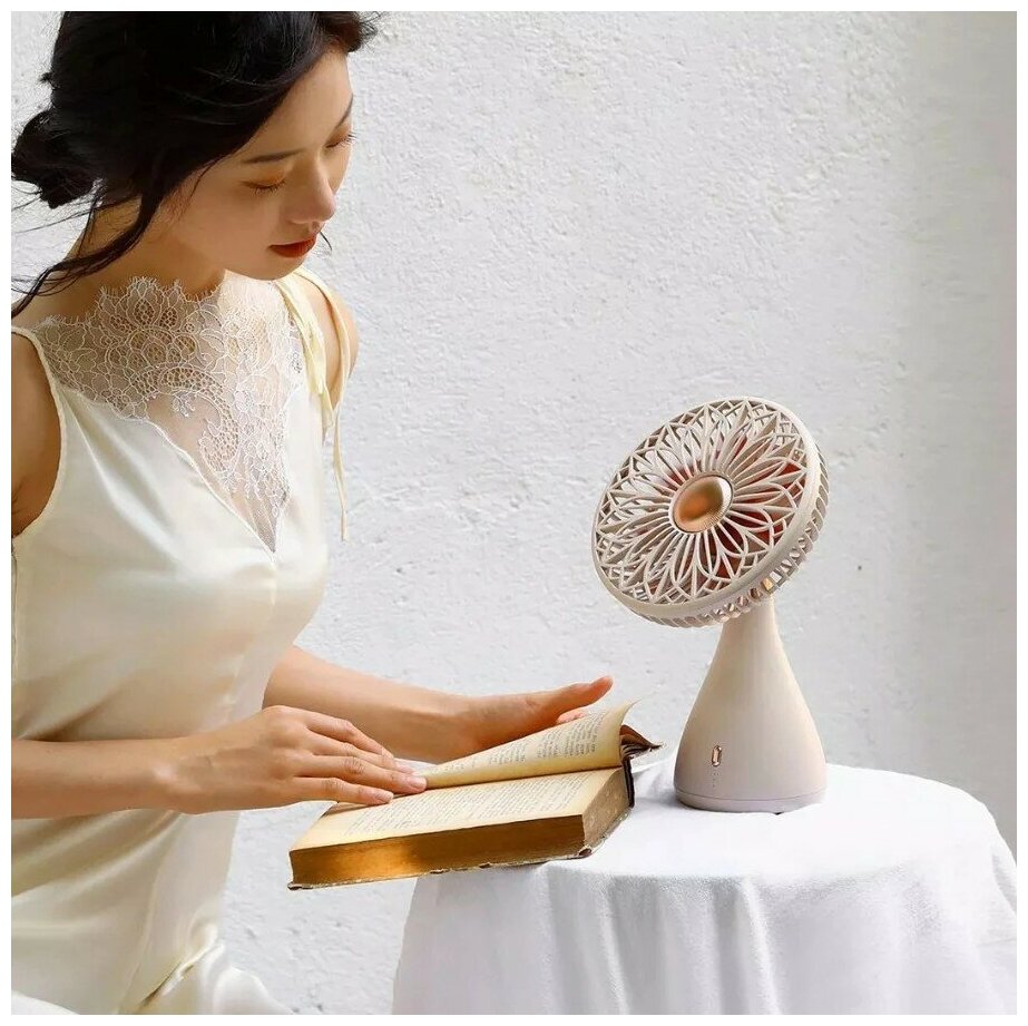 Настольный вентилятор Sothing Bridal Bouquet Shaking Head Fan (DSHJ-S-2113) Бежевый - фотография № 4