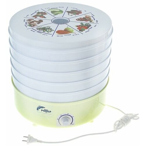 Сушилка для овощей и фруктов Ротор СШ-002 520 Вт 5 ярусов 20 л бело-жёлтая 760800₽