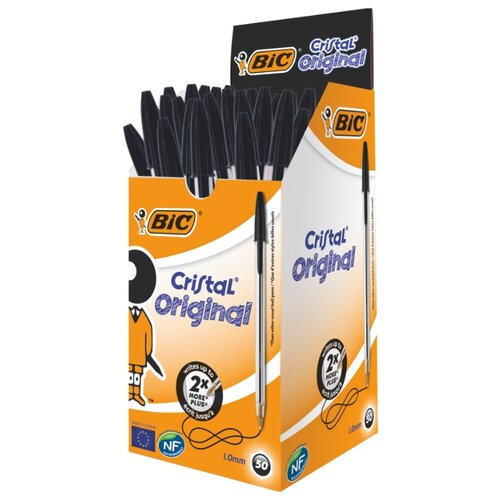 фото Bic набор шариковых ручек cristal original, 0.32 мм, 50 шт. (875976/847899/847898/847897), черный цвет чернил